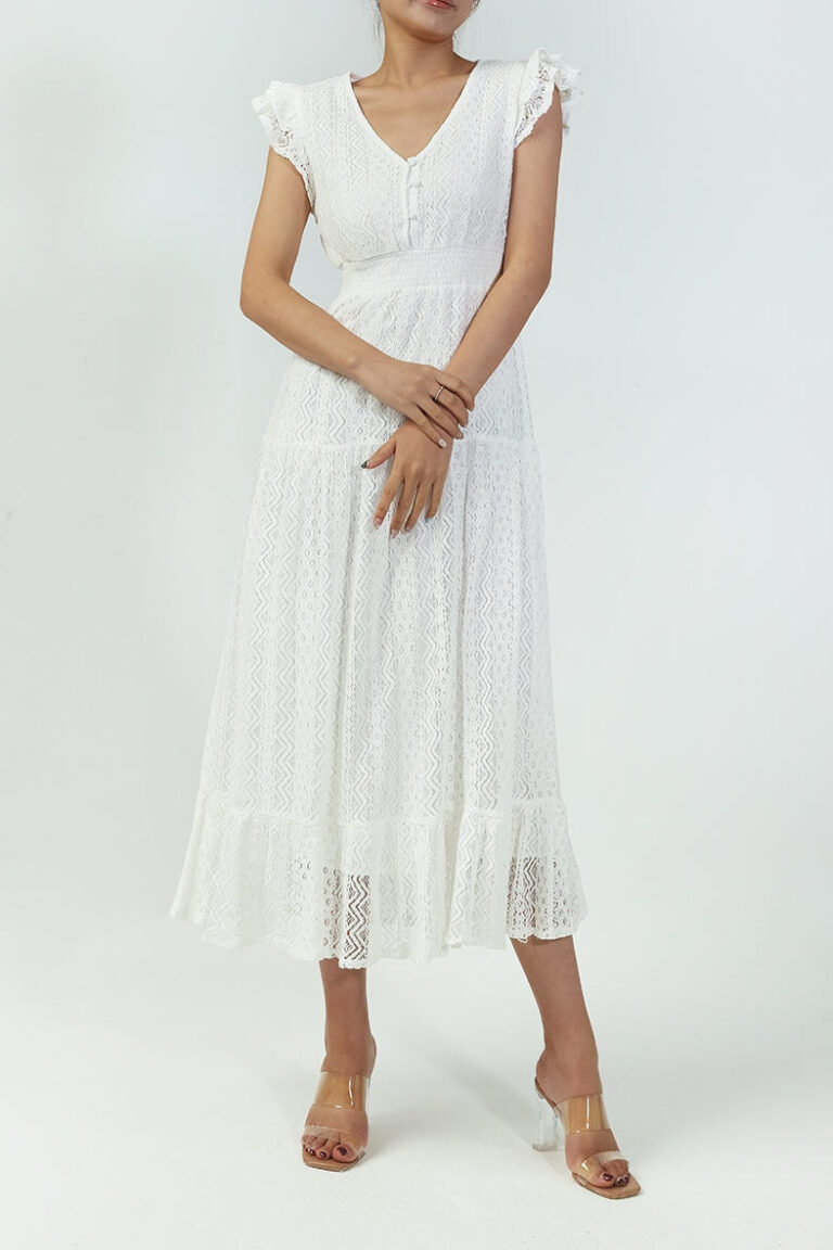 Robe Bohème Blanche Dentelle - S